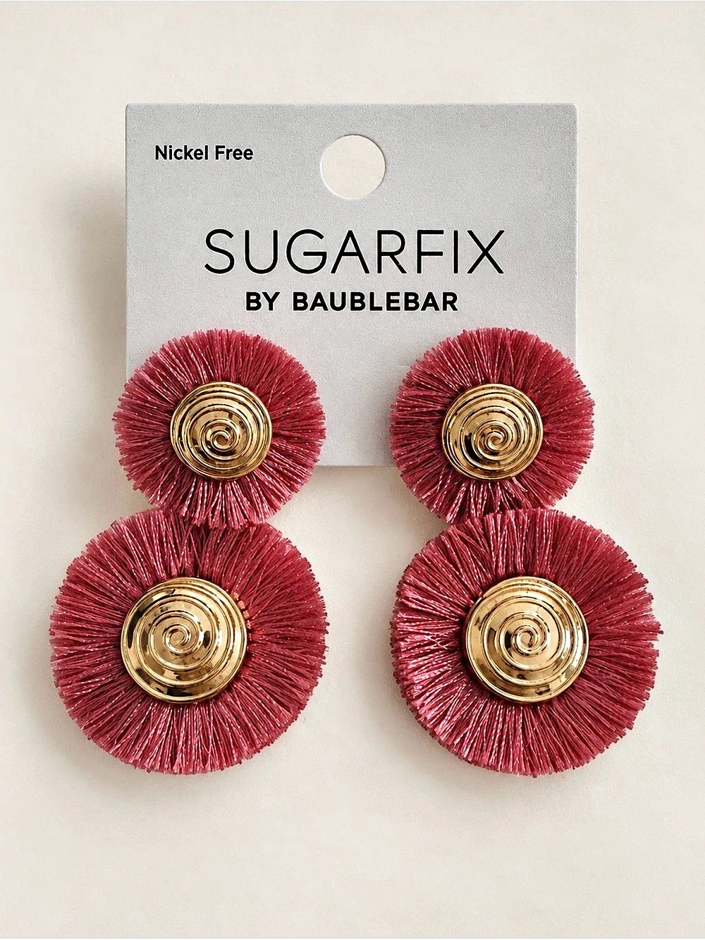 BaubleBar Sugarfix Pink & Gold Statement Earrings NWT